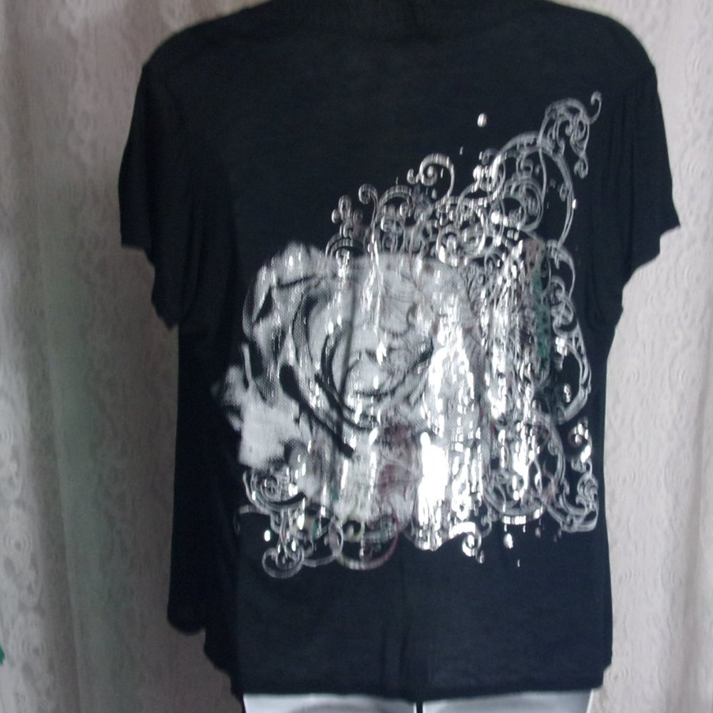 Black and Silver Waterfall Kimono Top Candy Rain
